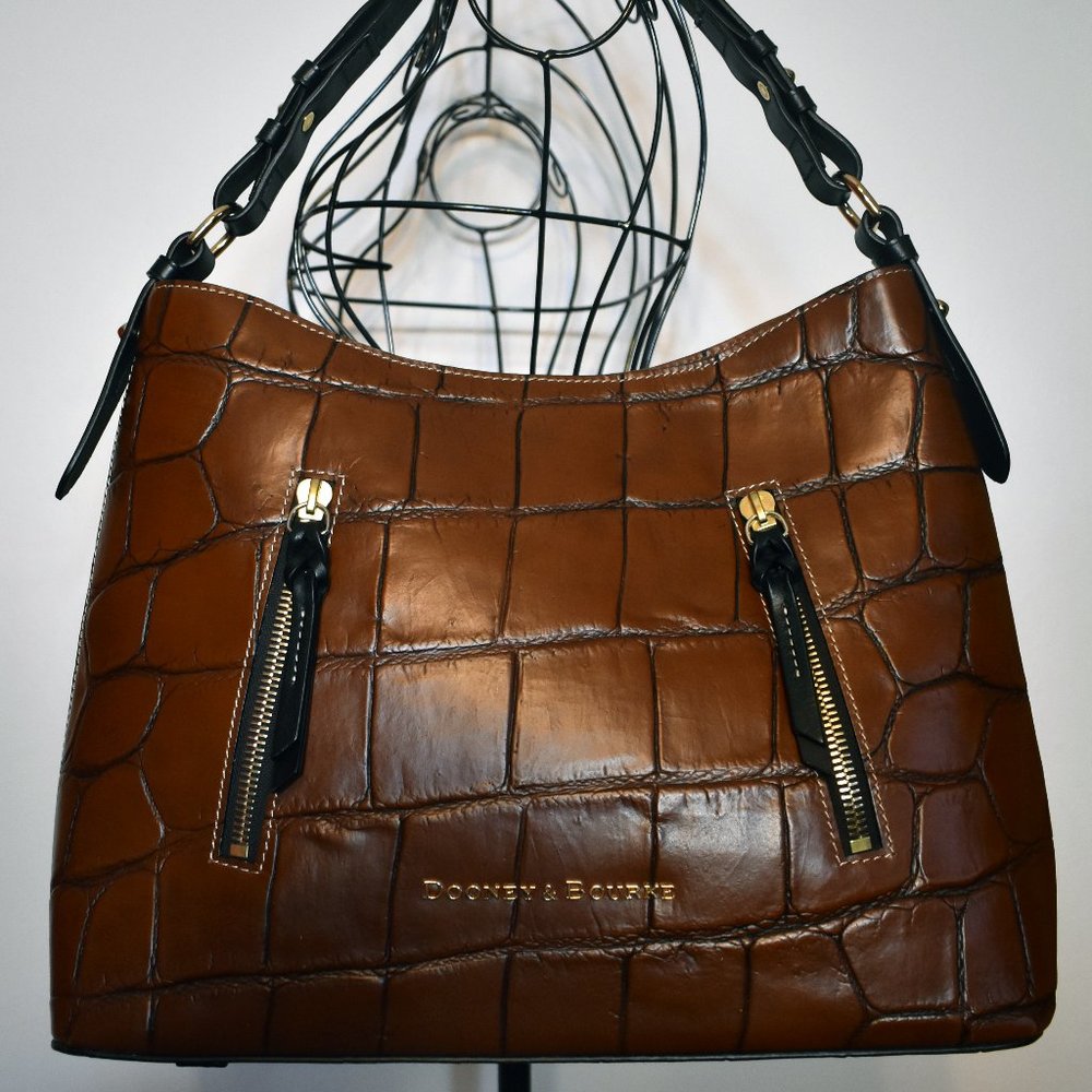 WEEKEND SALE! NWOT DOONEY & BOURKE Crocodile Embossed Cooper Hobo Shoulder Bag